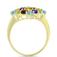 Anillo de Plata Bañada en Oro con Amatista de Marruecos y Citrino de los Montes Urales