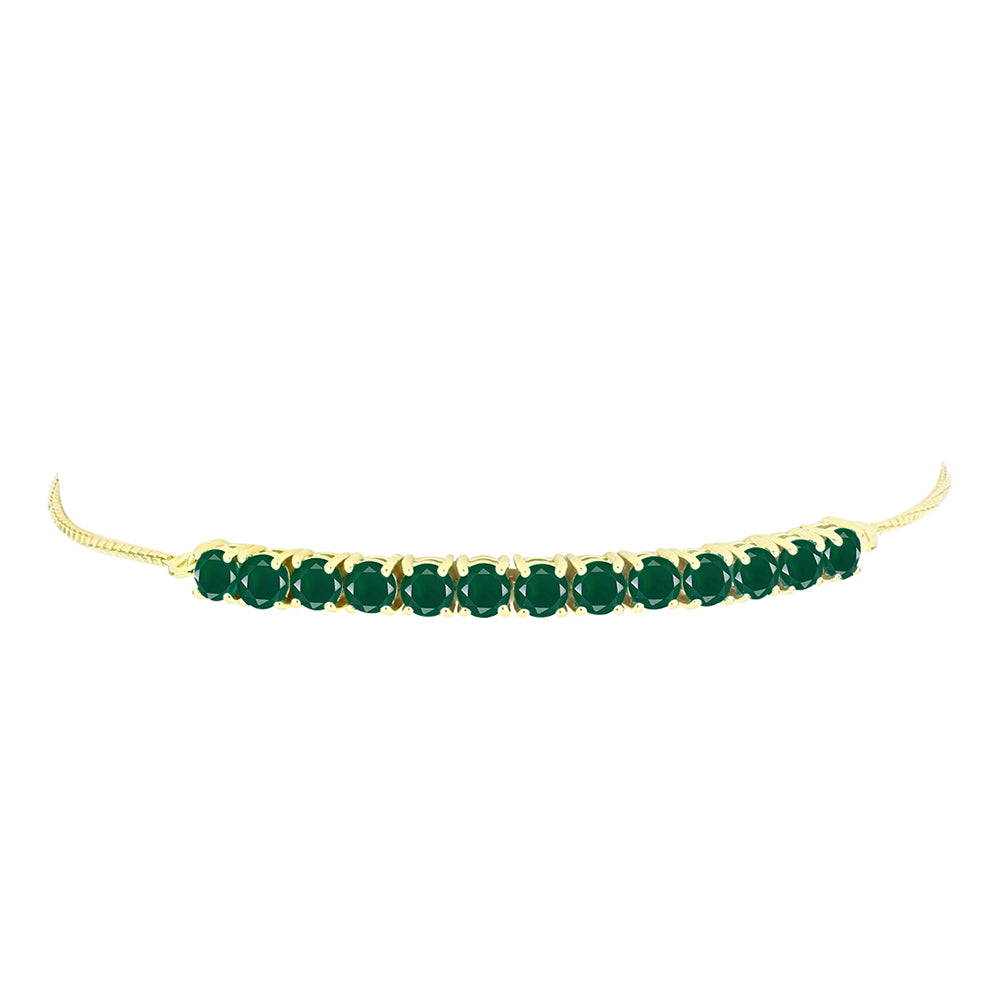 Pulsera de Plata Bañada en Oro con Ágata Verde