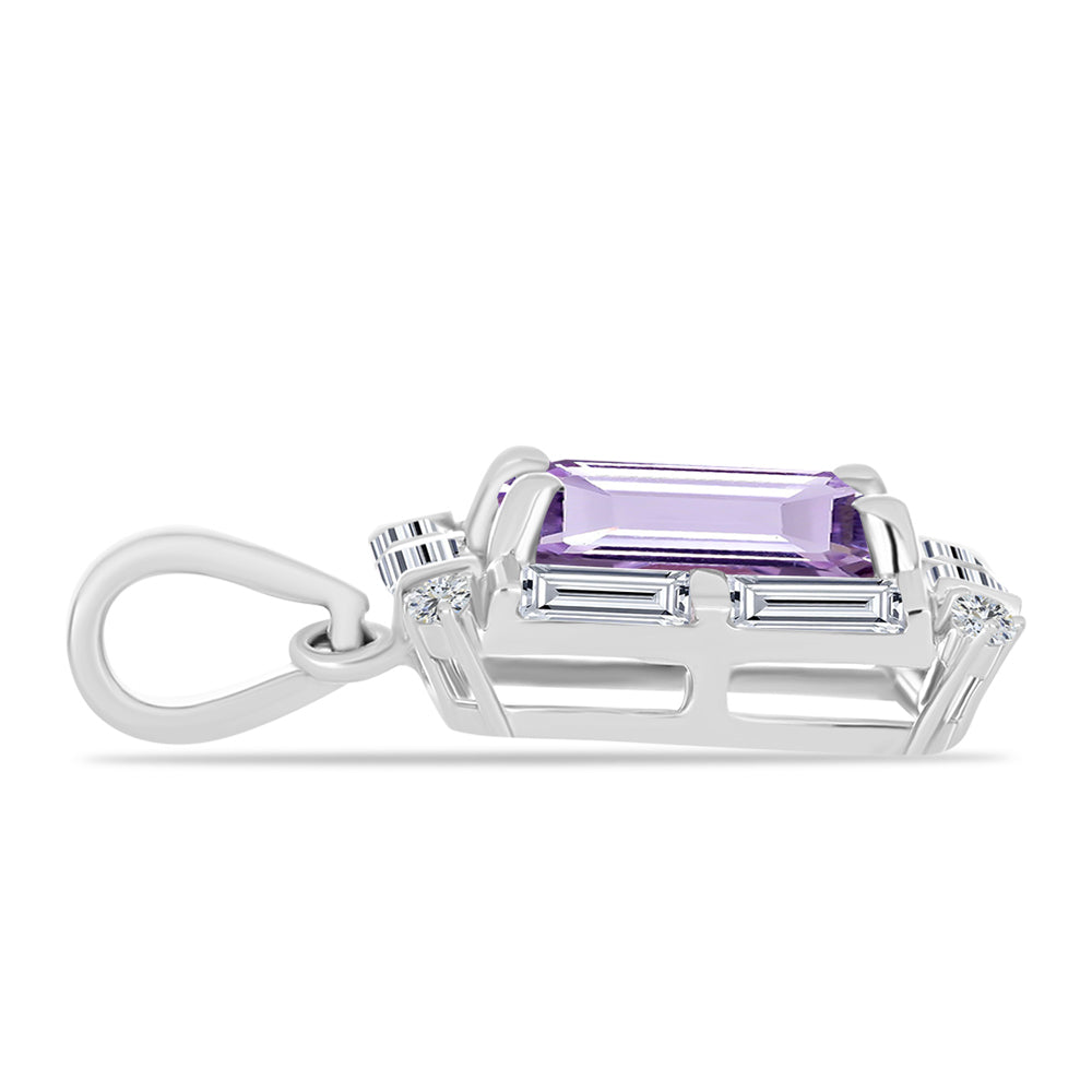 Colgante de Plata con Amatista Rosa de Francia y Topacio Blanco 2 