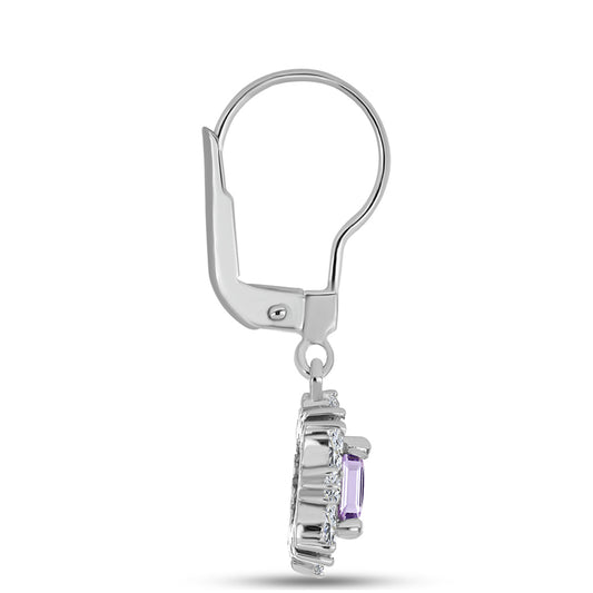 Pendientes de Plata con Amatista Rosa de Francia y Zircón Blanco