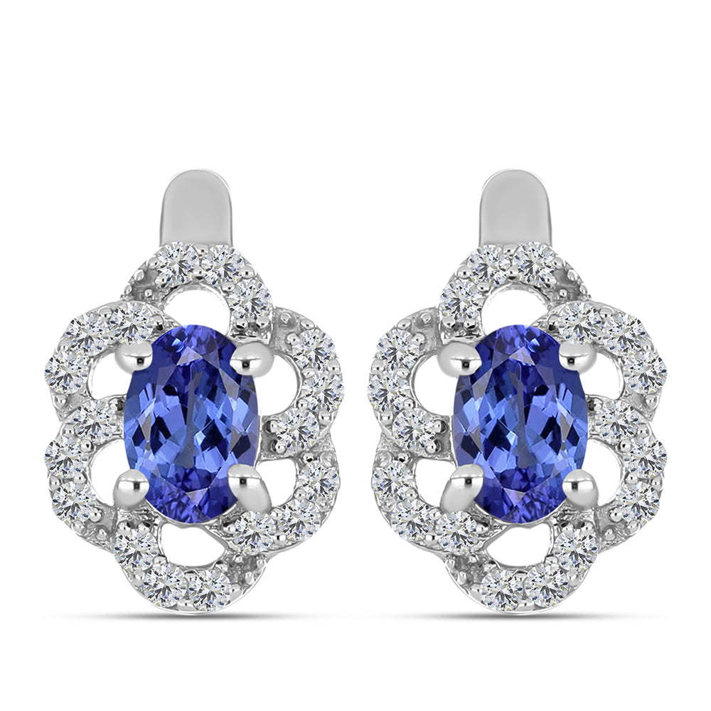 Pendientes de Plata con Tanzanita AAA y Diamante blanco