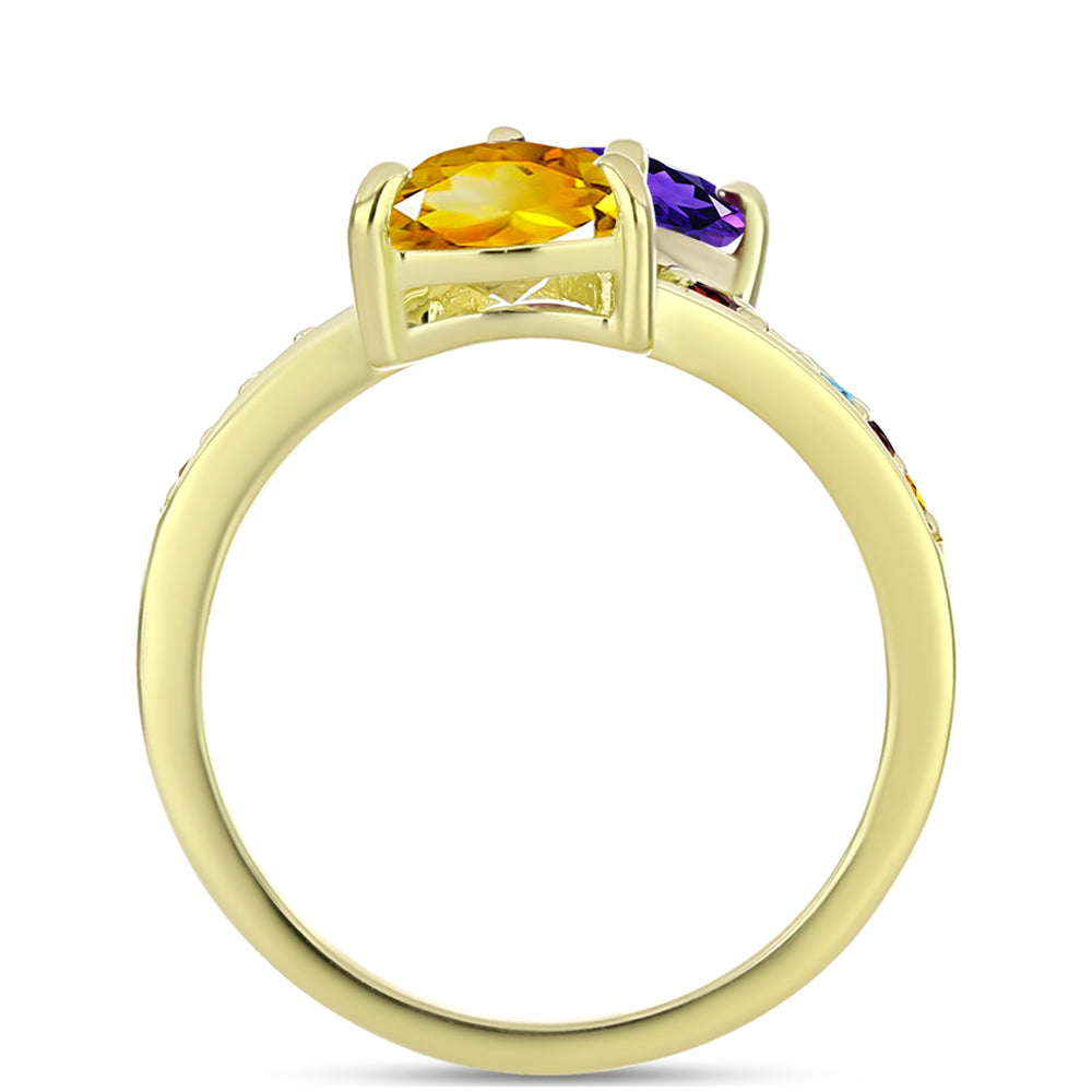Anillo de Plata Bañada en Oro con Amatista de Marruecos y Citrino de los Montes Urales 2 