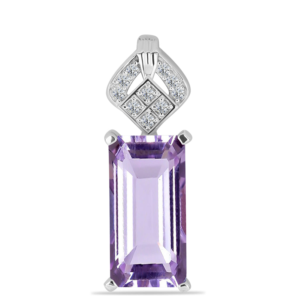 Colgante de Plata con Amatista Rosa de Francia y Topacio Blanco 1 