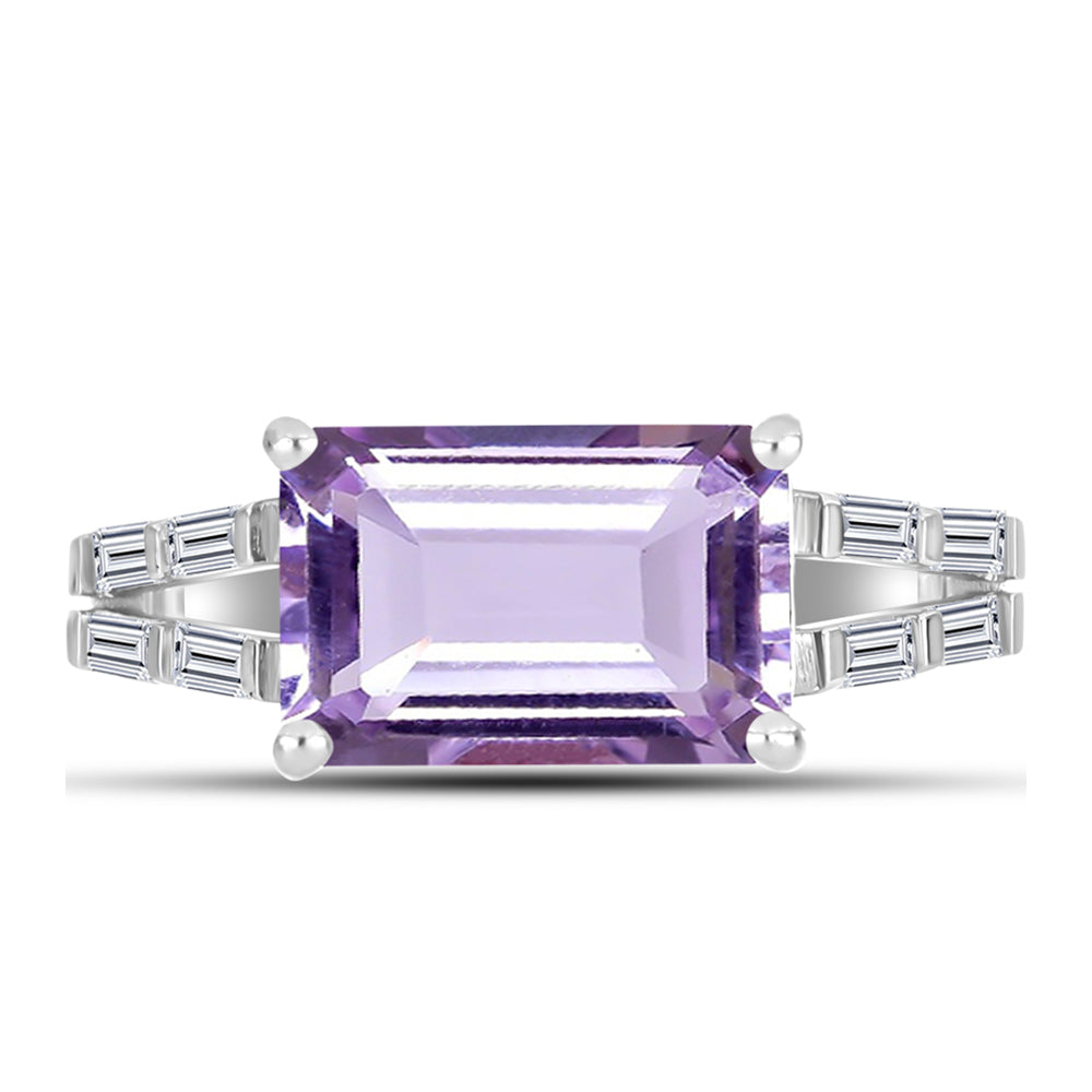 Anillo de Plata con Amatista Rosa de Francia y Zircón Blanco 1 