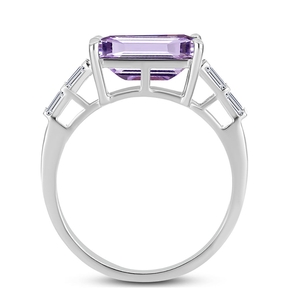 Anillo de Plata con Amatista Rosa de Francia y Zircón Blanco 2 