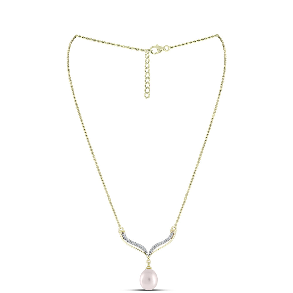 Collar de Plata Bañada en Oro con Perla de Agua Dulce y Topacio Blanco