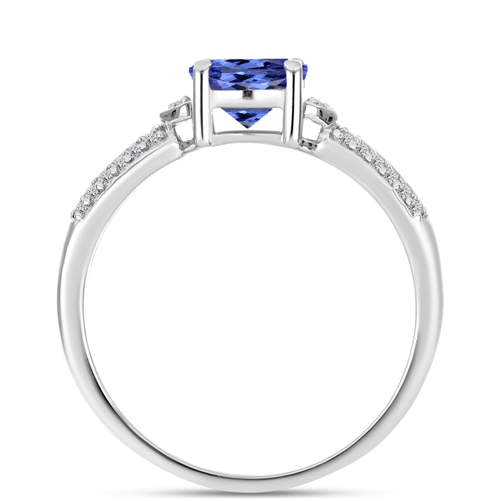 Anillo de Plata con Tanzanita AAA y Diamante blanco 2 