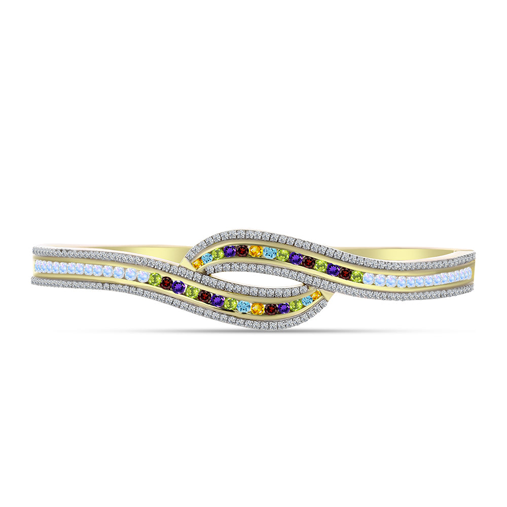 Brazalete de Plata Bañada en Oro con Amatista de Marruecos y Citrino de los Montes Urales 2 