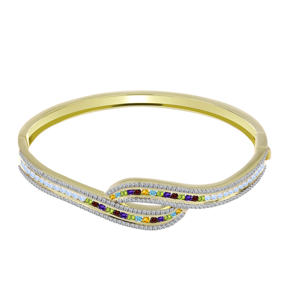 Brazalete de Plata Bañada en Oro con Amatista de Marruecos y Citrino de los Montes Urales 1 