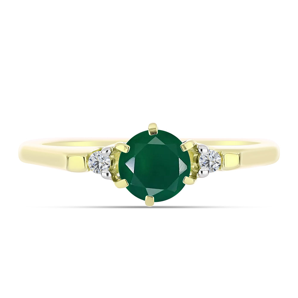 Anillo de Plata Bañada en Oro con Ágata Verde y Topacio Blanco 1 