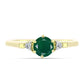 Anillo de Plata Bañada en Oro con Ágata Verde y Topacio Blanco