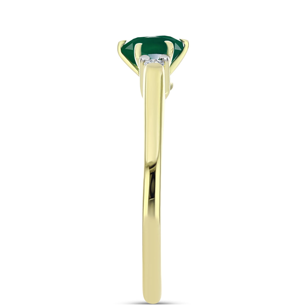 Anillo de Plata Bañada en Oro con Ágata Verde y Topacio Blanco