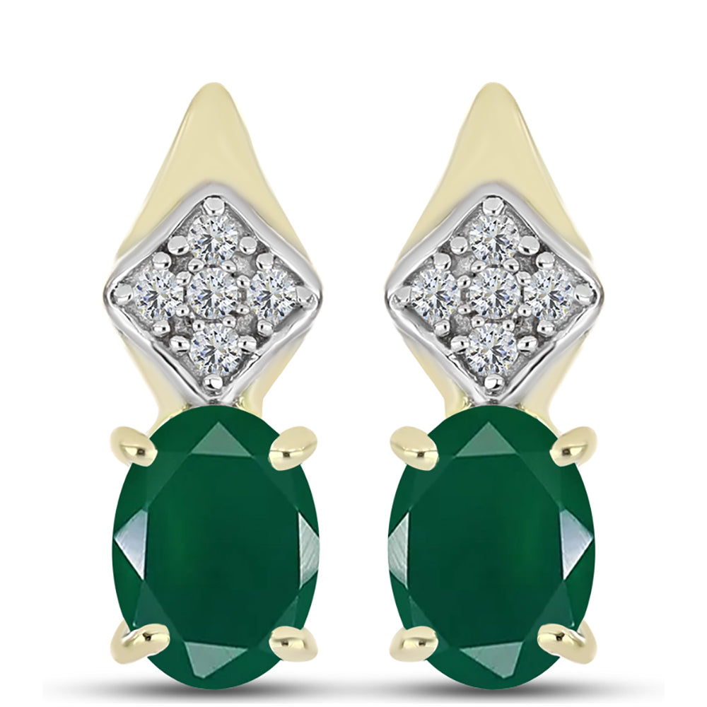 Pendientes de Plata Bañada en Oro con Ágata Verde y Topacio Blanco
