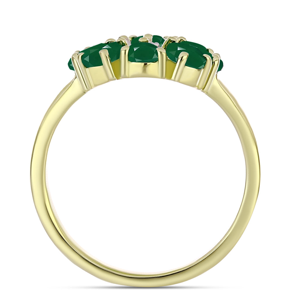Anillo de Plata Bañada en Oro con Ágata Verde y Topacio Blanco