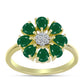 Anillo de Plata Bañada en Oro con Ágata Verde y Topacio Blanco