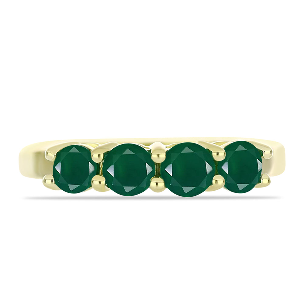 Anillo de Plata Bañada en Oro con Ágata Verde