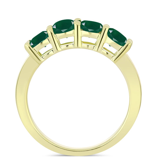 Anillo de Plata Bañada en Oro con Ágata Verde