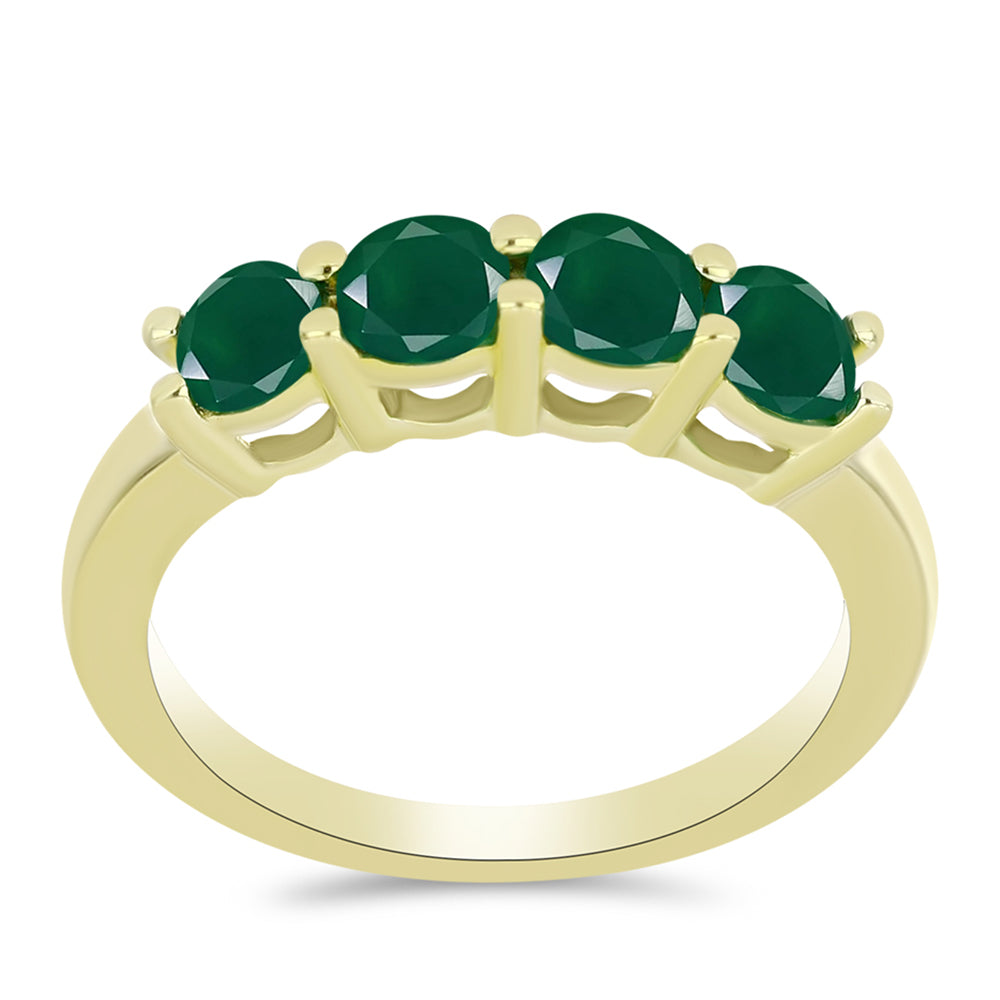 Anillo de Plata Bañada en Oro con Ágata Verde