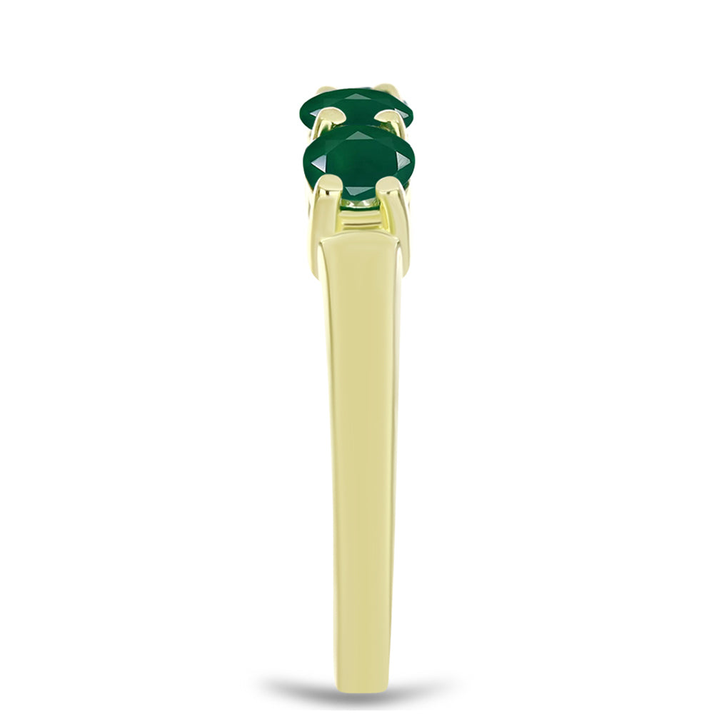 Anillo de Plata Bañada en Oro con Ágata Verde 4 