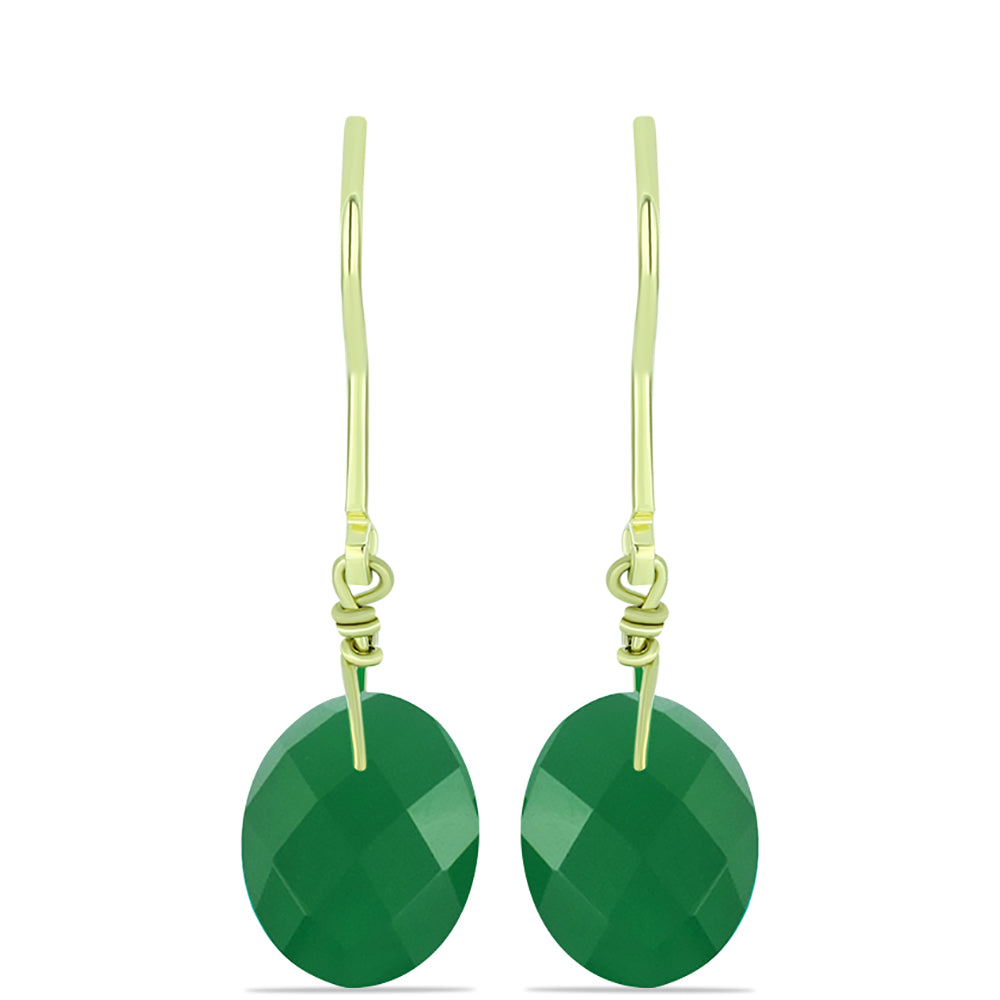 Pendientes de Plata Bañada en Oro con Ágata Verde 1 