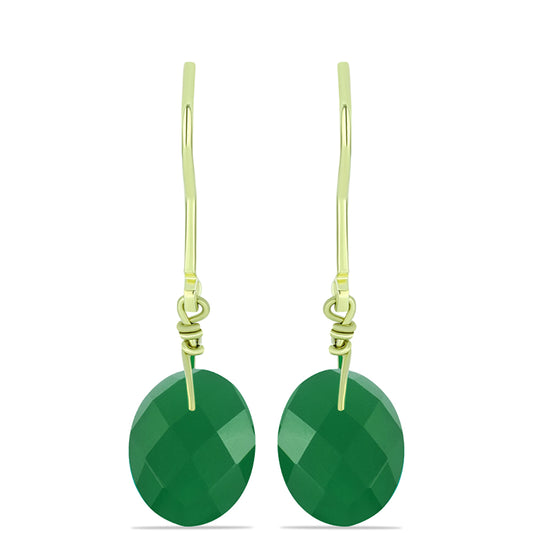 Pendientes de Plata Bañada en Oro con Ágata Verde