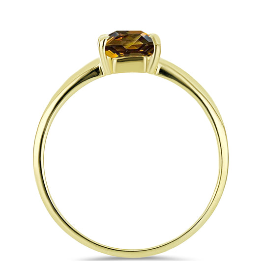 Anillo de Plata Bañada en Oro con Cuarzo Coñac