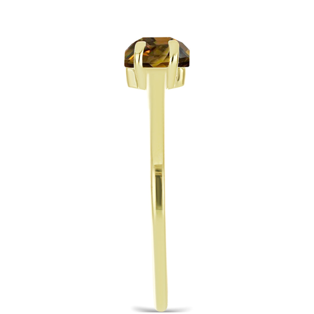 Anillo de Plata Bañada en Oro con Cuarzo Coñac 4 