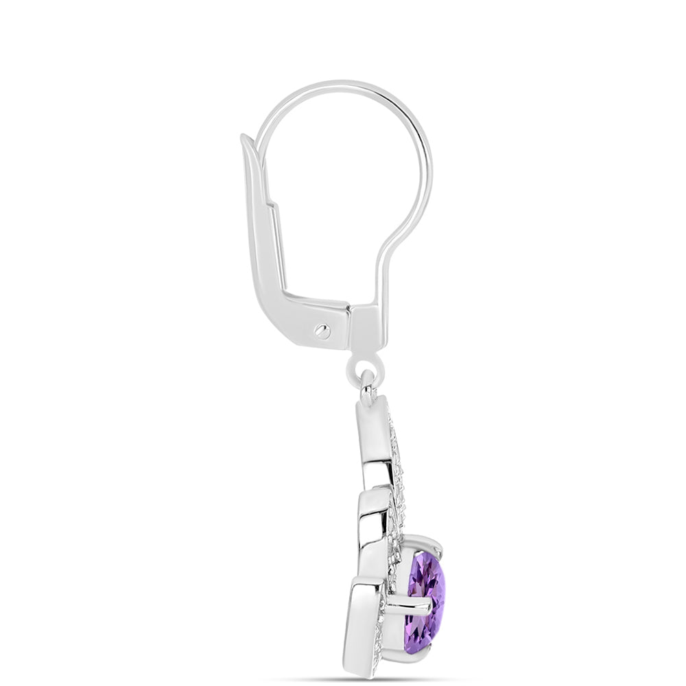Pendientes de Plata con Amatista Rosa de Francia y Topacio Blanco 2 