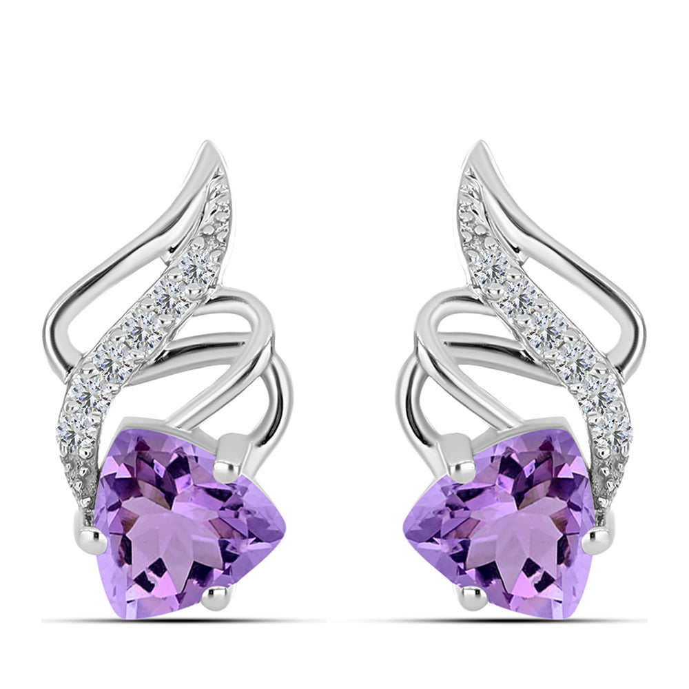 Pendientes de Plata con Amatista Rosa de Francia y Topacio Blanco 1 