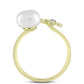 Anillo de Plata Bañada en Oro con Perla de Agua Dulce y Topacio Blanco