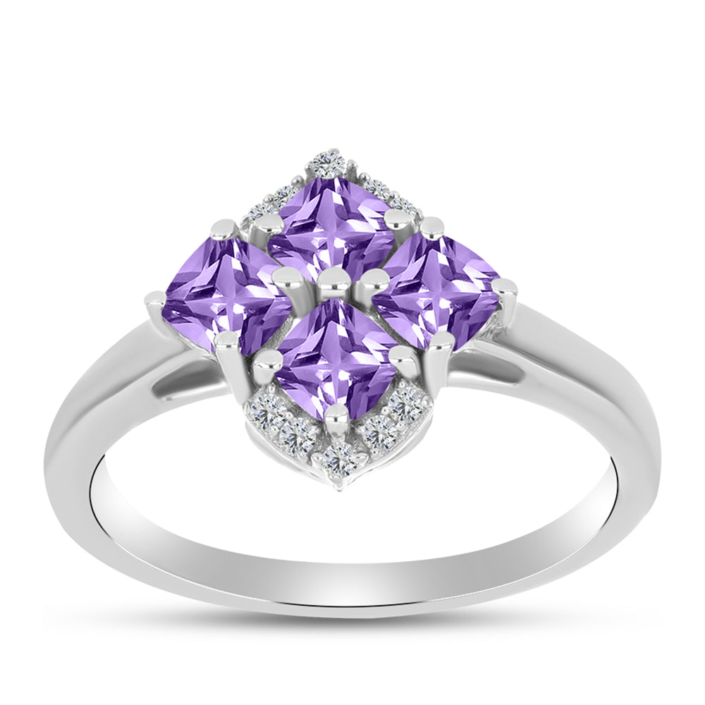 Anillo de Plata con Amatista Rosa de Francia y Topacio Blanco 3 