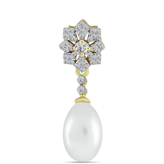 Colgante de Plata Bañada en Oro con Perla de Agua Dulce y Topacio Blanco