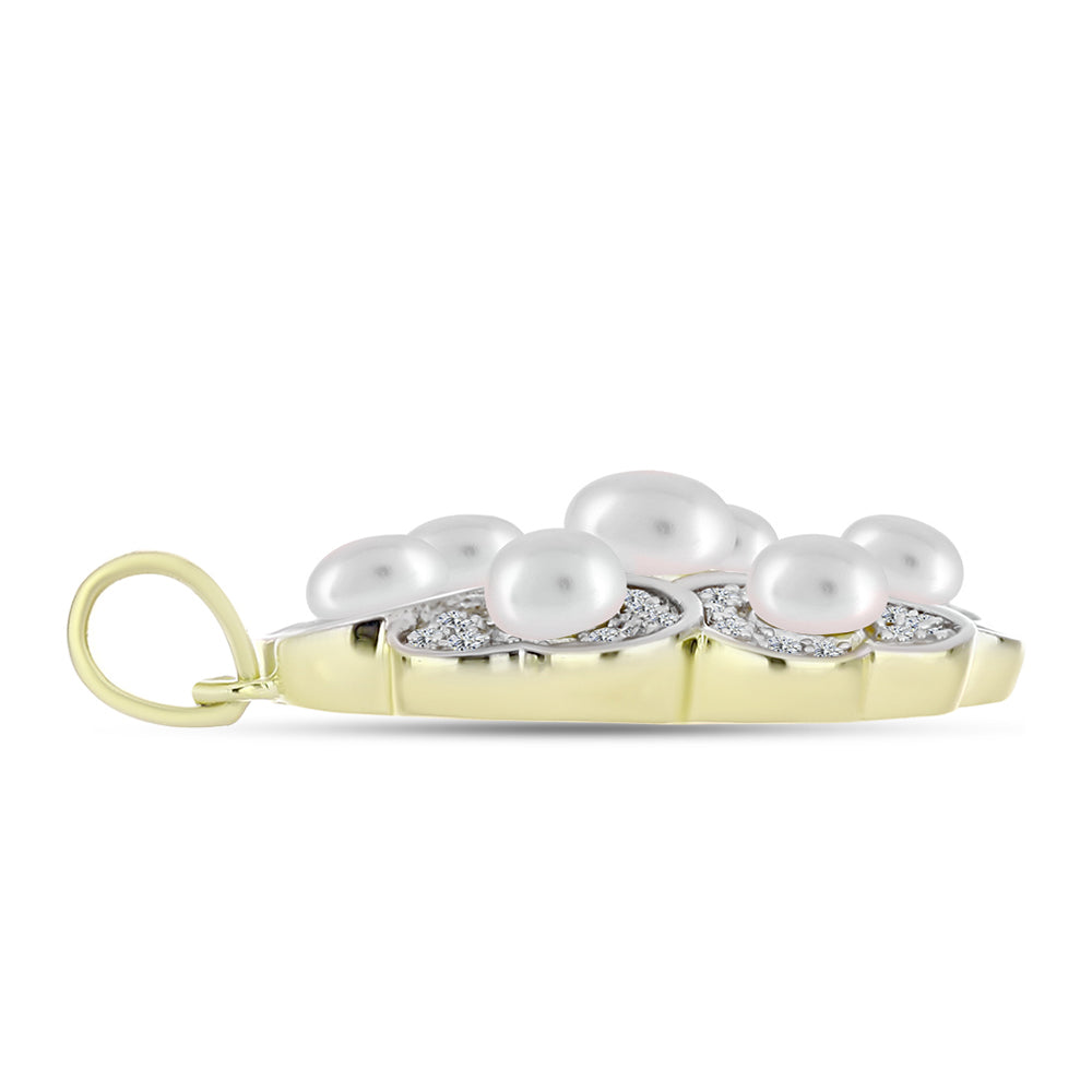 Colgante de Plata Bañada en Oro con Perla de Agua Dulce y Topacio Blanco 2 
