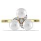 Anillo de Plata Bañada en Oro con Perla de Agua Dulce y Topacio Blanco