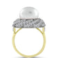 Anillo de Plata Bañada en Oro con Perla de Agua Dulce y Topacio Blanco