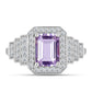 Anillo de Plata con Amatista Rosa de Francia y Topacio Blanco