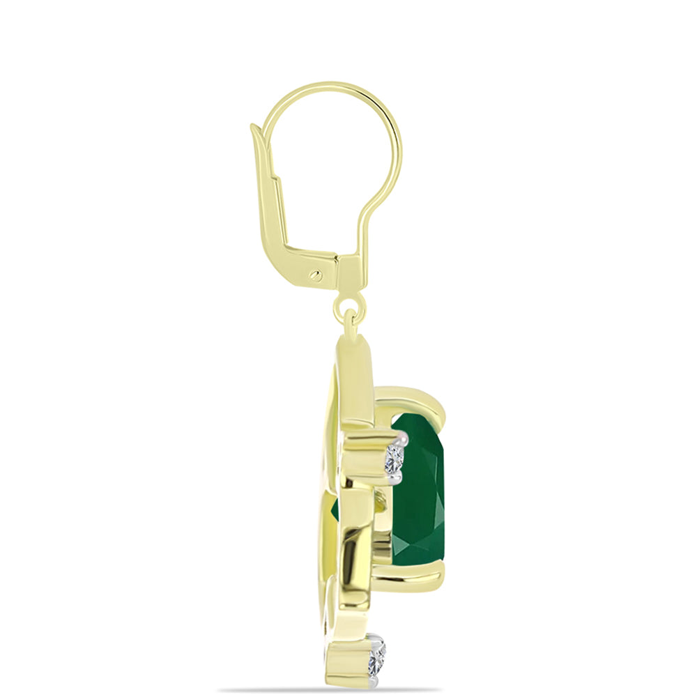Pendientes de Plata Bañada en Oro con Ágata Verde y Topacio Blanco
