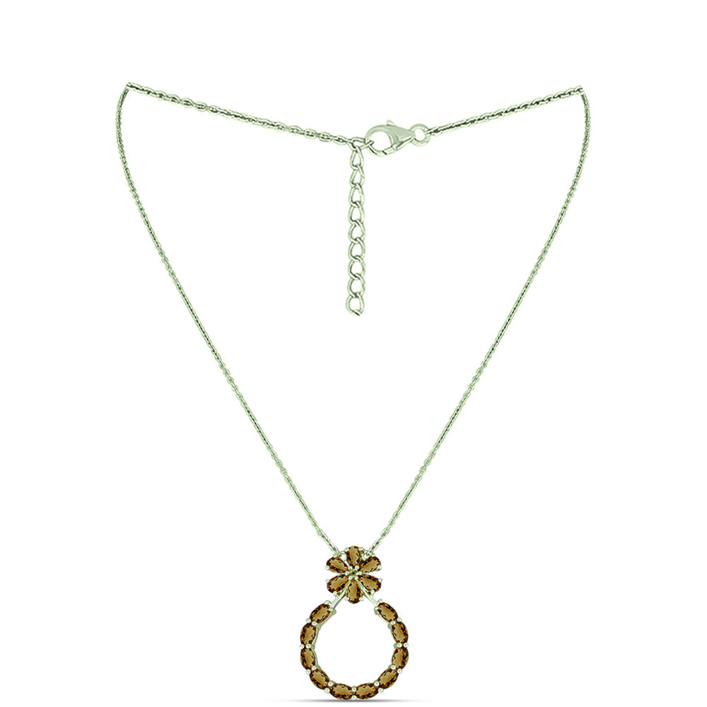 Collar de Plata Bañada en Oro con Cuarzo Coñac 1 