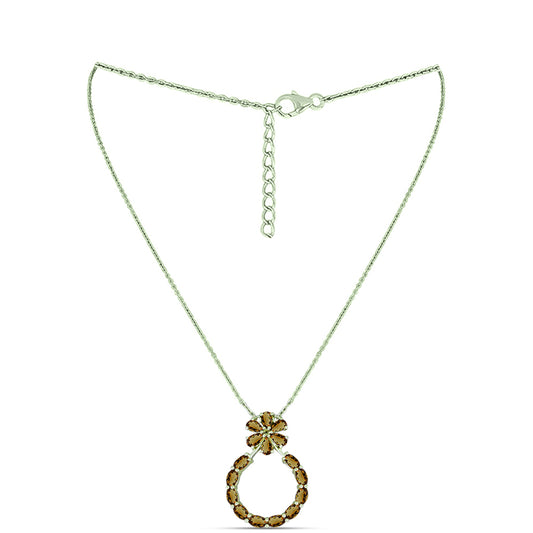 Collar de Plata Bañada en Oro con Cuarzo Coñac