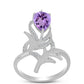 Anillo de Plata con Amatista Rosa de Francia y Topacio Blanco