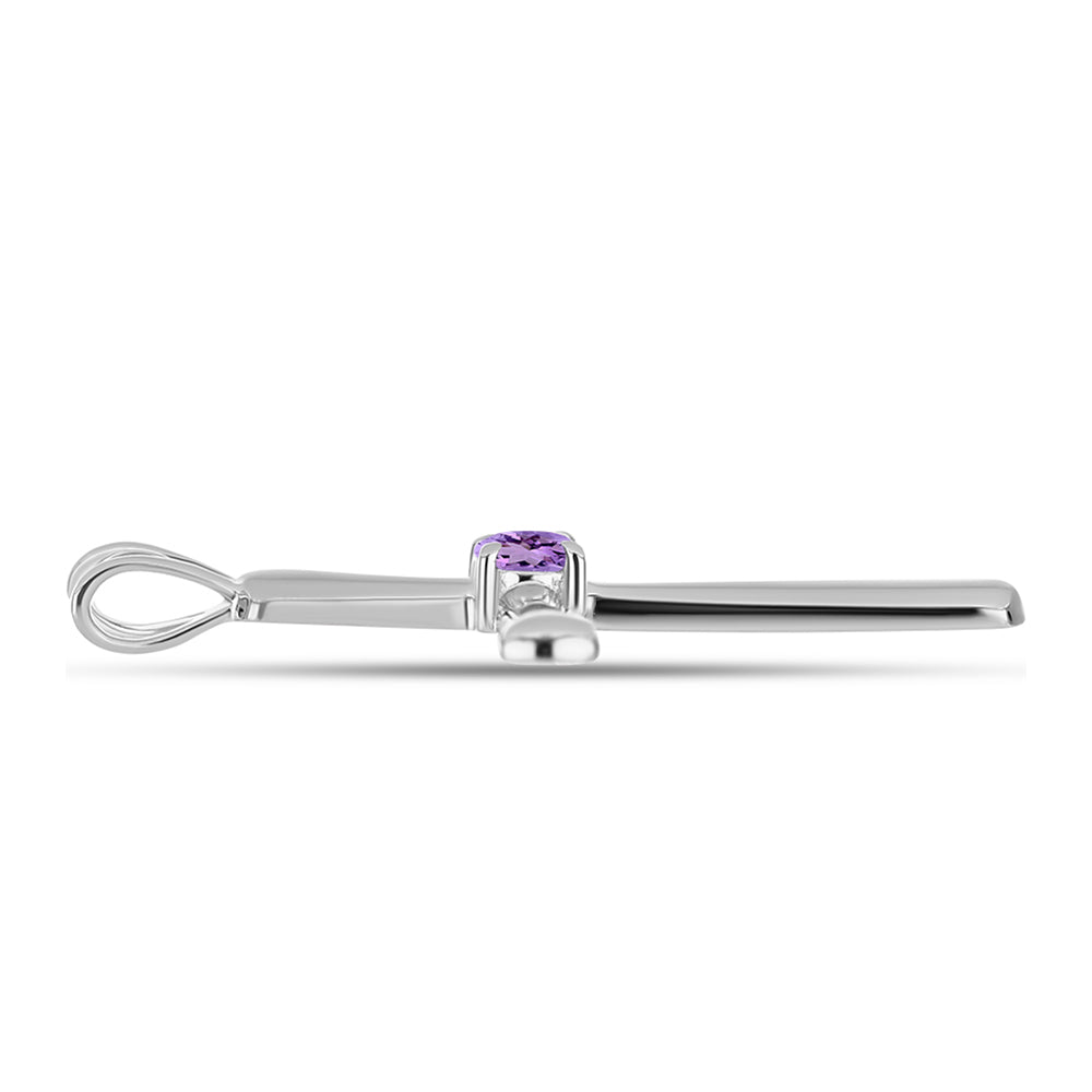 Cruz Colgante de Plata con Amatista Rosa de Francia