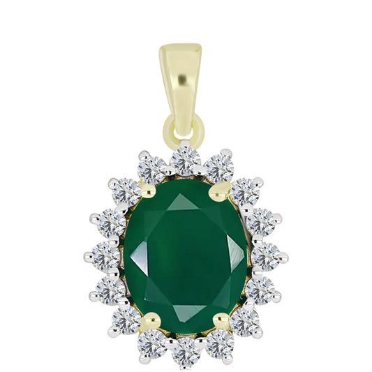 Colgante de Plata Bañada en Oro con Ágata Verde y Topacio Blanco