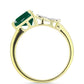 Anillo de Plata Bañada en Oro con Ágata Verde y Topacio Blanco