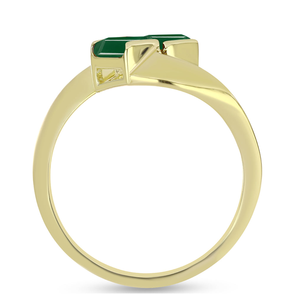 Anillo de Plata Bañada en Oro con Ágata Verde