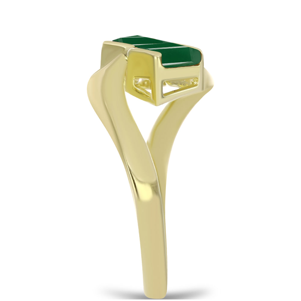 Anillo de Plata Bañada en Oro con Ágata Verde 4 