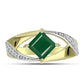 Anillo de Plata Bañada en Oro con Ágata Verde y Topacio Blanco