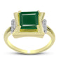 Anillo de Plata Bañada en Oro con Ágata Verde y Topacio Blanco