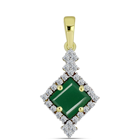Colgante de Plata Bañada en Oro con Ágata Verde y Topacio Blanco