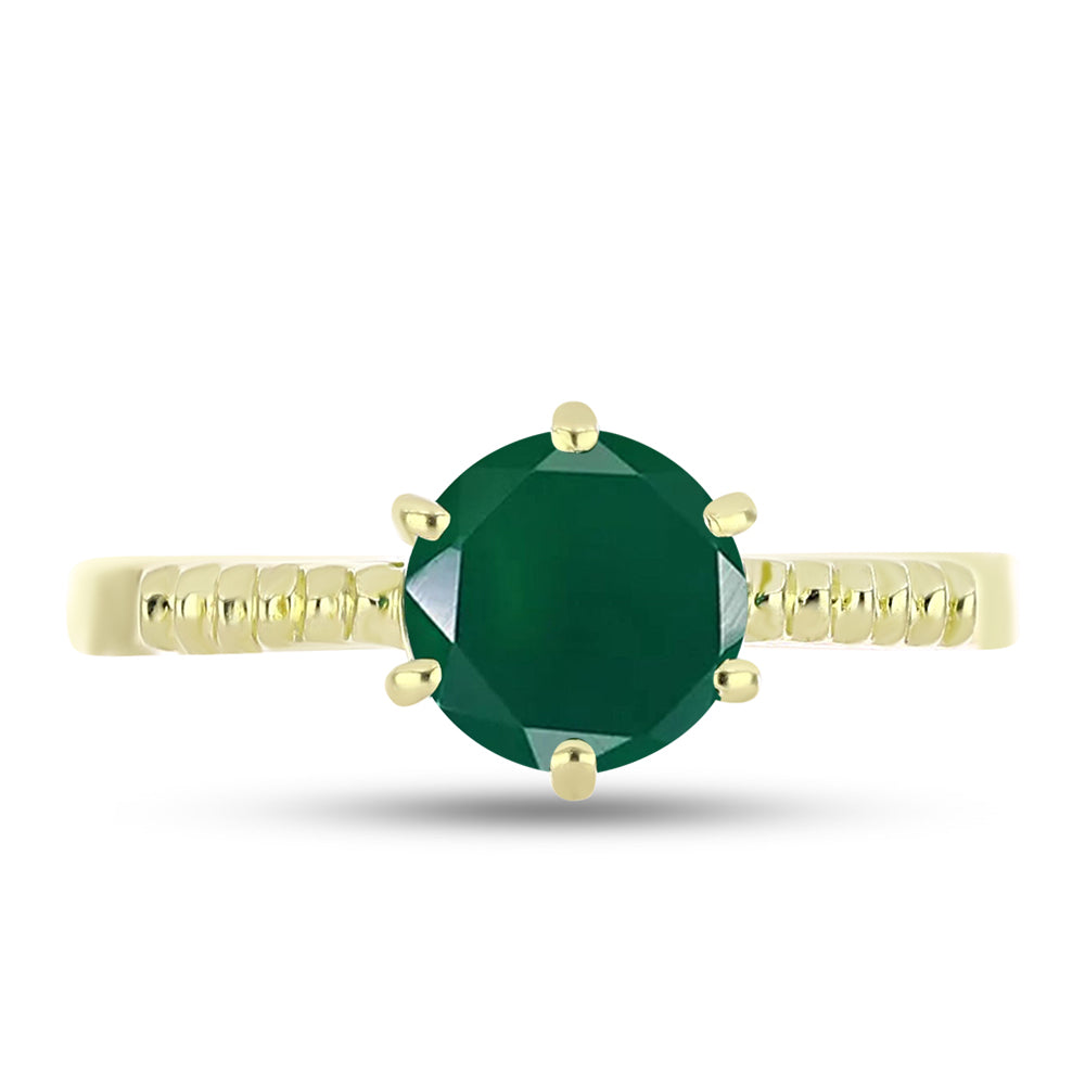 Anillo de Plata Bañada en Oro con Ágata Verde