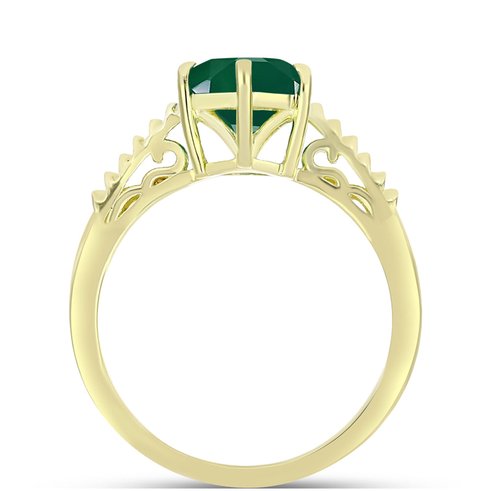 Anillo de Plata Bañada en Oro con Ágata Verde 2 